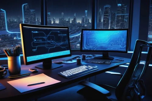 computer workstation,blur office background,computer desk,working space,desktop computer,computer room,night administrator,computer monitor,fractal design,workstation,monitors,modern office,computer graphics,cyber crime,cyberspace,desk,workspace,work space,stock trader,computer business,Photography,Black and white photography,Black and White Photography 11