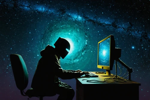 man with a computer,darknet,cyber crime,night administrator,anonymous hacker,dark net,dark web,hacking,kasperle,cybercrime,hacker,computer freak,astronomer,cybersecurity,computer addiction,computer,cyber security,vector art,sysadmin,sci fiction illustration,Art,Classical Oil Painting,Classical Oil Painting 44