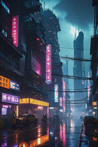 shanghai,cyberpunk,taipei,kowloon,hong kong,shinjuku,tokyo,tokyo city,chongqing,hk,bangkok,vapor,hanoi,cityscape,busan,urban,metropolis,dusk,dystopian,futuristic landscape,Illustration,Retro,Retro 06