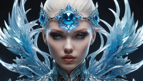 ice queen,the snow queen,blue enchantress,ice princess,fantasy art,fantasy woman,fantasy portrait,white rose snow queen,elven,icemaker,eternal snow,fantasy picture,suit of the snow maiden,ice,fractalius,ice crystal,blue snowflake,violet head elf,elsa,3d fantasy,Photography,Artistic Photography,Artistic Photography 03
