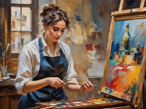 italian painter,oil painting,painting technique,painter,meticulous painting,art painting,oil painting on canvas,artist,woman playing,artist portrait,painting,woman at cafe,girl in the kitchen,girl with cloth,easel,girl in cloth,girl studying,portrait of a girl,oil paint,fineart,Conceptual Art,Oil color,Oil Color 24