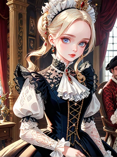 victorian lady,victorian style,game illustration,victorian fashion,the carnival of venice,french digital background,victorian,the victorian era,aristocrat,doll's house,rococo,old elisabeth,jessamine,gothic portrait,venetia,baroque,overskirt,female doll,alice,hamelin,Anime,Anime,General