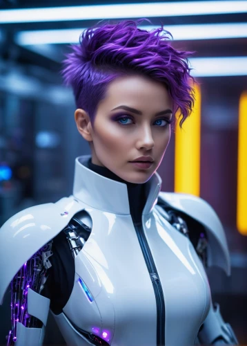 cyberpunk,ai,cyborg,futuristic,women in technology,symetra,purple,nova,cybernetics,chat bot,artificial intelligence,ixia,artificial hair integrations,scifi,sci - fi,sci-fi,neon human resources,sci fi,shepard,silphie,Conceptual Art,Oil color,Oil Color 09