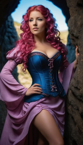 celtic woman,fantasy woman,rapunzel,fairy tale character,ariel,fantasy picture,image manipulation,bodice,digital compositing,fantasy art,celtic queen,fantasy girl,la violetta,sorceress,rosa 'the fairy,aphrodite's rock,aphrodite,the sea maid,fantasy portrait,horoscope libra,Illustration,American Style,American Style 07