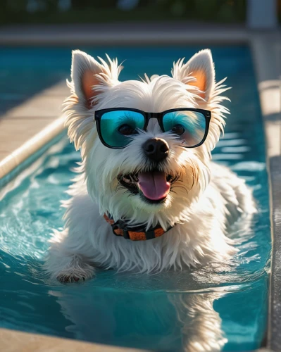 dog in the water,water dog,swimming goggles,dog photography,pet vitamins & supplements,dug-out pool,water bug,summer floatation,cheerful dog,english white terrier,brazilian terrier,dog-photography,west highland white terrier,japanese terrier,to swim,jumping into the pool,plummer terrier,white dog,beach dog,pool water,Photography,General,Fantasy