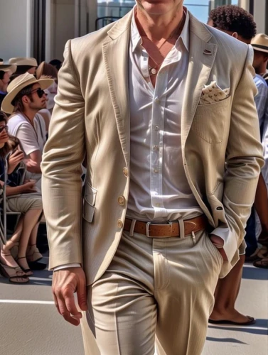 wedding suit,men's suit,man's fashion,male model,spanish stallion,menswear,dress shirt,men's wear,formal guy,the groom,groom,brown fabric,men clothes,the suit,white-collar worker,gentleman,neutral color,panama hat,formal attire,khaki pants