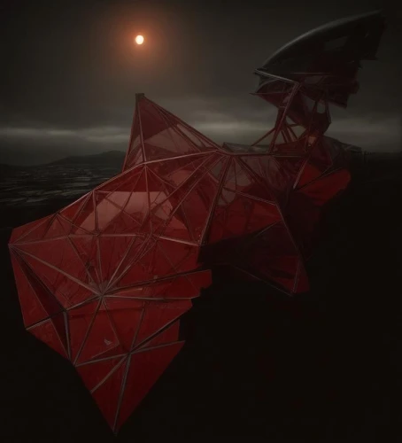 watermelon umbrella,3d render,red sun,blood moon,blood moon eclipse,red planet,chair and umbrella,low poly,red sail,sky space concept,aerial view umbrella,3d rendered,umbrella,mars probe,digital compositing,lunar eclipse,low-poly,overhead umbrella,alien ship,solar dish,Game Scene Design,Game Scene Design,American Horror