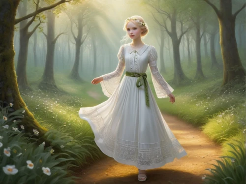 ballerina in the woods,cinderella,girl in a long dress,jane austen,fairy tale character,white rose snow queen,fantasy portrait,fantasy picture,elsa,tiana,jessamine,mystical portrait of a girl,the snow queen,celtic queen,queen-elizabeth-forest-park,forest path,girl with tree,fairy queen,country dress,a fairy tale,Illustration,Abstract Fantasy,Abstract Fantasy 06