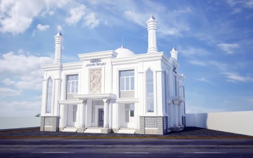 mortuary temple,render,3d rendering,house of prayer,marble palace,white temple,classical architecture,temple fade,greek temple,star mosque,blood church,city church,temple,big mosque,palace,city mosque,synagogue,church of christ,observatory,build by mirza golam pir