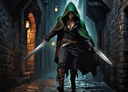 robin hood,hooded man,awesome arrow,assassin,huntress,quarterstaff,arrow,massively multiplayer online role-playing game,swordswoman,assassins,heroic fantasy,dagger,hooded,best arrow,swordsman,sorceress,dodge warlock,pied piper,action-adventure game,the wanderer,Conceptual Art,Fantasy,Fantasy 34