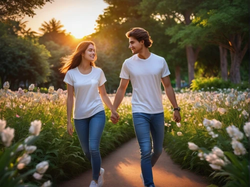 girl and boy outdoor,young couple,loving couple sunrise,walk in a park,romantic scene,landscape background,beautiful couple,flower background,love couple,vintage boy and girl,romantic portrait,romantic look,photoshop manipulation,couple - relationship,jeans background,the luv path,couple in love,man and woman,tulip festival,as a couple,Illustration,Realistic Fantasy,Realistic Fantasy 45