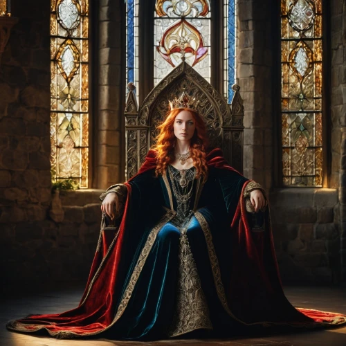 merida,gothic portrait,elizabeth i,regal,celtic queen,the throne,throne,kneel,thrones,lord who rings,the snow queen,vestment,imperial coat,portrait of christi,queen cage,camelot,cloak,clary,the crown,the magdalene,Conceptual Art,Graffiti Art,Graffiti Art 10