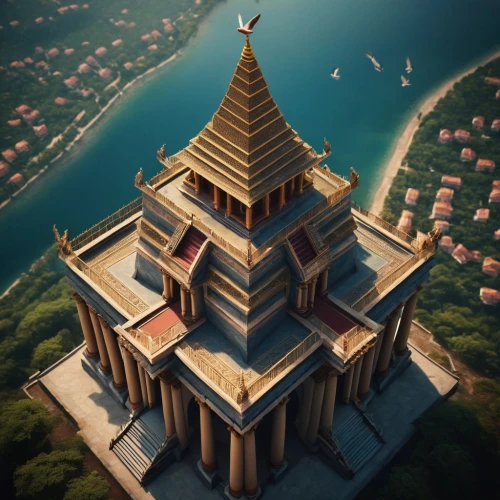 russian pyramid,thai temple,stone pagoda,hindu temple,pagoda,temple fade,temple,pyramid,temples,pyramids,lotus temple,step pyramid,bird kingdom,tower of babel,kharut pyramid,eastern pyramid,asian architecture,templedrom,bird tower,bagan,Photography,General,Cinematic