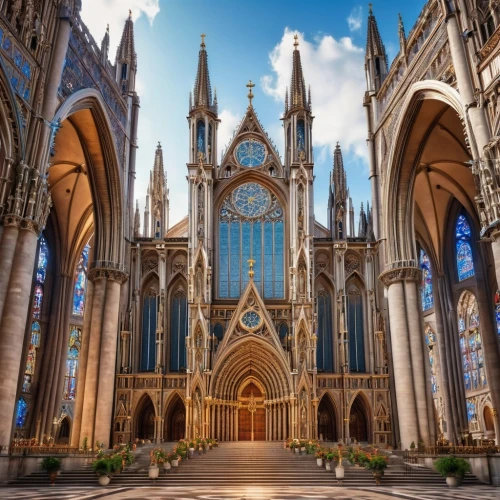 gothic architecture,milan cathedral,gothic church,duomo,cathedral,nidaros cathedral,duomo di milano,the cathedral,haunted cathedral,cologne cathedral,ulm minster,evangelical cathedral,holy place,minor basilica,pipe organ,house of prayer,holy places,basilica of saint peter,the basilica,saint joseph,Photography,General,Realistic