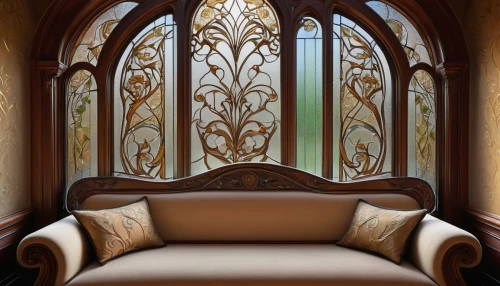 art nouveau design,canopy bed,art nouveau frame,art nouveau frames,art nouveau,patterned wood decoration,four poster,art deco frame,ornate room,room divider,four-poster,window treatment,gold stucco frame,window curtain,decorative frame,wooden windows,wrought iron,wood window,leaded glass window,interior decoration,Conceptual Art,Fantasy,Fantasy 30