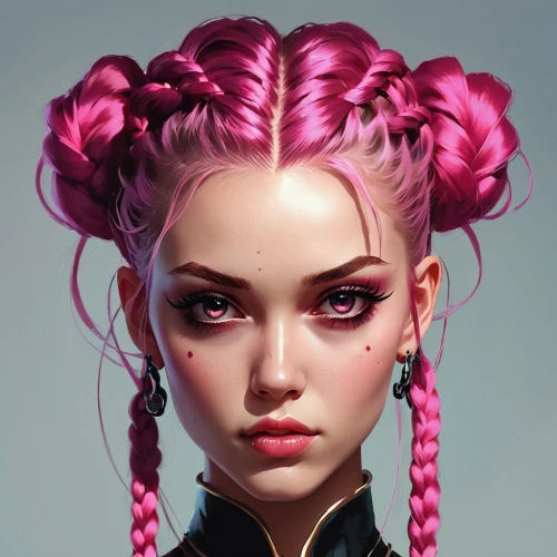 digital painting,pink lady,fantasy portrait,pink hair,pink vector,pink double,pompadour,medusa,pink beauty,girl portrait,world digital painting,sculpt,dribbble,vector girl,dark pink in colour,updo,pink,pink ribbon,color pink,lychee,Conceptual Art,Fantasy,Fantasy 06