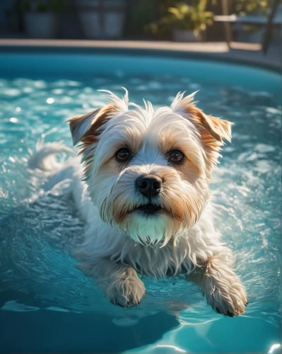 dog in the water,water dog,norfolk terrier,brazilian terrier,dug-out pool,yorkshire terrier,jumping into the pool,dog photography,shih tzu,plummer terrier,to swim,pool water,pool water surface,surface tension,japanese terrier,dog-photography,summer floatation,cheerful dog,swimming,biewer yorkshire terrier,Photography,General,Fantasy