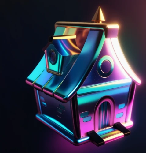 3d render,birdhouse,3d model,store icon,cinema 4d,playhouse,housetop,house shape,dribbble icon,music box,bird house,houses clipart,cube house,bot icon,little house,crooked house,isometric,80's design,crown render,build a house