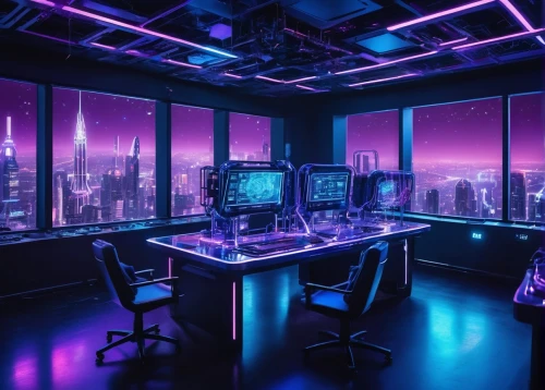 computer room,the server room,cyberpunk,modern office,game room,creative office,sci fi surgery room,computer desk,computer workstation,blur office background,purple wallpaper,pc tower,working space,study room,desk,office desk,great room,sky apartment,modern room,fractal design,Conceptual Art,Sci-Fi,Sci-Fi 30