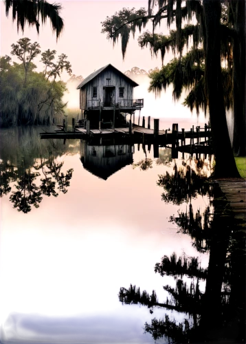 house with lake,boathouse,bayou,house by the water,boat house,tranquility,alligator lake,backwater,summer cottage,backwaters,stilt house,cottage,floating huts,houseboat,beautiful lake,florida home,summer house,home landscape,south carolina,pond,Illustration,Paper based,Paper Based 29