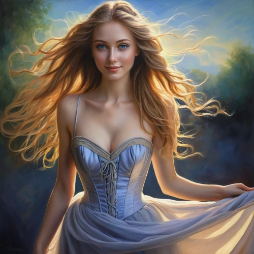 celtic woman,mystical portrait of a girl,fantasy art,romantic portrait,fantasy portrait,fantasy picture,young woman,girl in a long dress,fantasy woman,blonde woman,the blonde in the river,art painting,oil painting on canvas,oil painting,celtic queen,fairy tale character,the enchantress,aphrodite,blond girl,faerie,Illustration,Realistic Fantasy,Realistic Fantasy 30