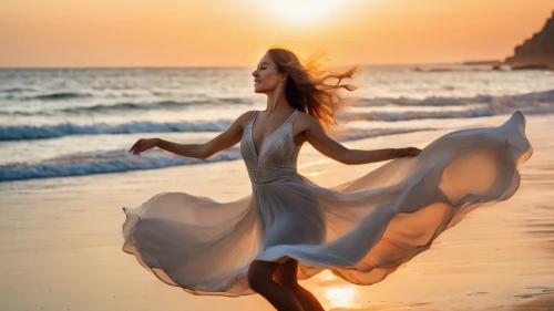 gracefulness,girl in a long dress,sun bride,dance with canvases,whirling,walk on the beach,twirl,woman walking,girl on the dune,twirling,sea breeze,flamenco,cheerfulness,girl walking away,girl in white dress,celtic woman,the wind from the sea,arms outstretched,sun and sea,carefree,Photography,General,Natural