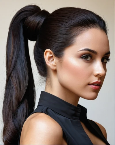 pony tail,updo,ponytail,smooth hair,chignon,hairstyle,pony tails,shoulder length,artificial hair integrations,persian,side face,asymmetric cut,indian,deepika padukone,tying hair,half profile,semi-profile,hair shear,profile,east indian,Illustration,Paper based,Paper Based 10