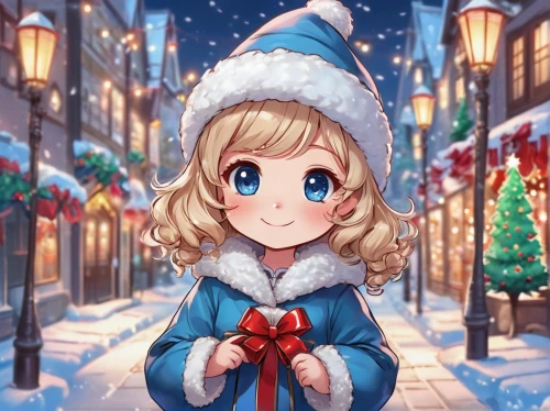 christmas snowy background,blonde girl with christmas gift,winterblueher,christmas wallpaper,winter background,christmasbackground,christmas angel,christmas background,christmas snow,winter dress,darjeeling,christmas town,christmas girl,christmas messenger,christmas bow,snowflake background,winter village,winter clothes,christmas banner,santa claus,Illustration,Realistic Fantasy,Realistic Fantasy 42
