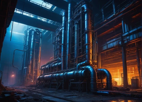 refinery,industrial landscape,heavy water factory,industrial,industrial ruin,industrial plant,factories,chemical plant,industries,industrial tubes,pipes,mining facility,industrial hall,industry,empty factory,industrial area,powerplant,futuristic landscape,power plant,metropolis,Art,Artistic Painting,Artistic Painting 04