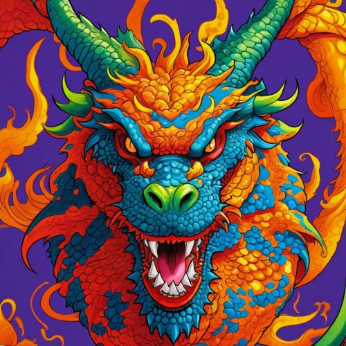 painted dragon,chinese dragon,dragon,dragon design,dragon li,barongsai,dragon of earth,dragon fire,fire breathing dragon,garuda,golden dragon,wyrm,dragons,fire devil,charizard,goji,paisley digital background,devil,bhutan,seat dragon,Illustration,American Style,American Style 13