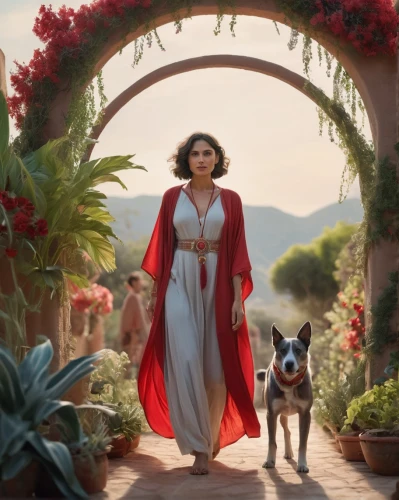 cleopatra,bohemian shepherd,artemisia,fantasy picture,goddess of justice,queen of hearts,queen,garden of eden,matador,orientalism,yogananda,mowgli,regal,biblical narrative characters,girl with dog,a princess,fantasy woman,lily of the nile,moana,shepherd romance,Photography,General,Cinematic