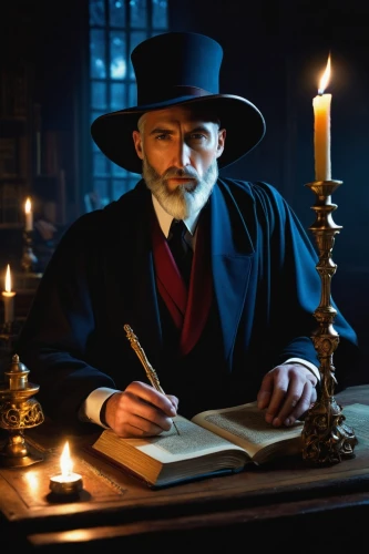 candlemaker,bram stoker,rabbi,stovepipe hat,clockmaker,watchmaker,magistrate,mitzvah,apothecary,lamplighter,investigator,scholar,drawing with light,doctoral hat,candle wick,leonardo devinci,binding contract,barrister,jewish,learn to write,Art,Artistic Painting,Artistic Painting 34