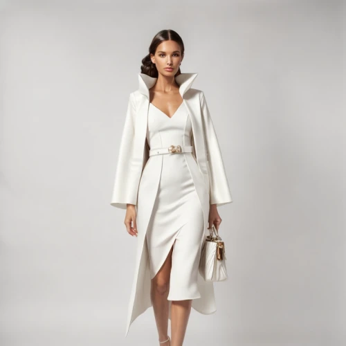 sheath dress,white coat,white winter dress,overcoat,bridal party dress,bridal clothing,menswear for women,white silk,women fashion,women's clothing,trench coat,wedding dresses,long coat,imperial coat,wedding suit,robe,sackcloth textured,woman in menswear,one-piece garment,drape