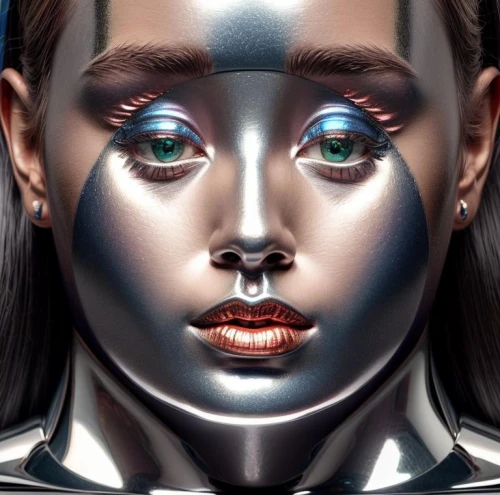 cyborg,chrome,chrome steel,futuristic,humanoid,ai,silver,robot eye,robotic,biomechanical,android inspired,aluminum,robot icon,head woman,artificial intelligence,cybernetics,metallic,robot,harlequin,scifi