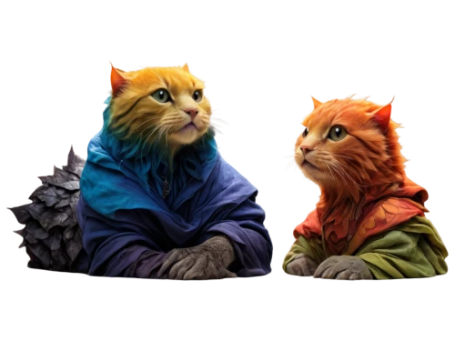 two cats,felines,rain cats and dogs,cats,the cat and the,firestar,anthropomorphized animals,fur-care parrots,skylander giants,gnomes,cat image,whimsical animals,animals play dress-up,winter animals,scandia gnomes,felidae,fairytale characters,vintage cats,kittens,small to medium-sized cats,Conceptual Art,Fantasy,Fantasy 28