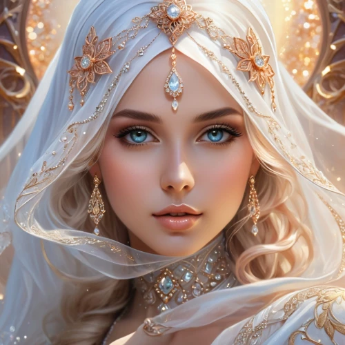 fantasy portrait,fantasy art,mystical portrait of a girl,bridal,faery,fairy queen,sun bride,white rose snow queen,bridal jewelry,bridal veil,bridal accessory,romantic portrait,gold filigree,fairy tale character,bride,silver wedding,bridal clothing,bridal dress,the angel with the veronica veil,the snow queen