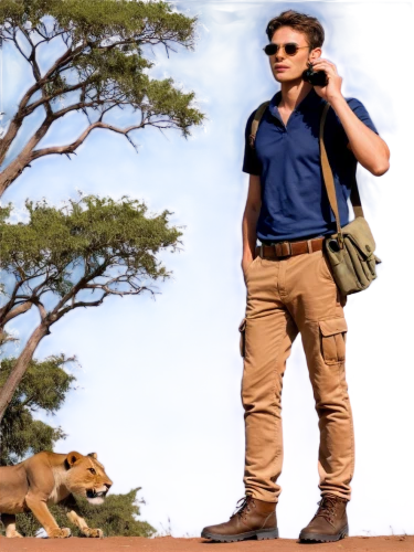 safari,wildlife biologist,khaki pants,safaris,biologist,backpacker,park ranger,cargo pants,hiker,surveyor,geologist,zookeeper,hiking equipment,photo shoot with a lion cub,jordan tours,khaki,adventurer,trekking pole,nature and man,kenya africa,Unique,3D,Modern Sculpture