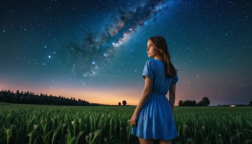 the milky way,milky way,astronomer,the night sky,the universe,photomanipulation,girl in a long dress,fantasy picture,cosmos,photo manipulation,starry sky,night sky,cosmos field,night stars,astronomy,the night of kupala,starfield,starry night,night image,astronomical,Photography,General,Realistic