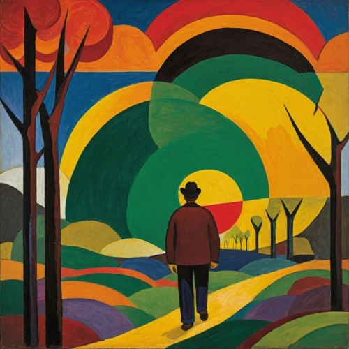 grant wood,farmer in the woods,olle gill,man with umbrella,pedestrian,a pedestrian,walking man,woman walking,panoramical,david bates,matruschka,rural landscape,cd cover,travel poster,landscape,silhouette of man,george russell,autumn landscape,color fields,farmer,Art,Artistic Painting,Artistic Painting 27