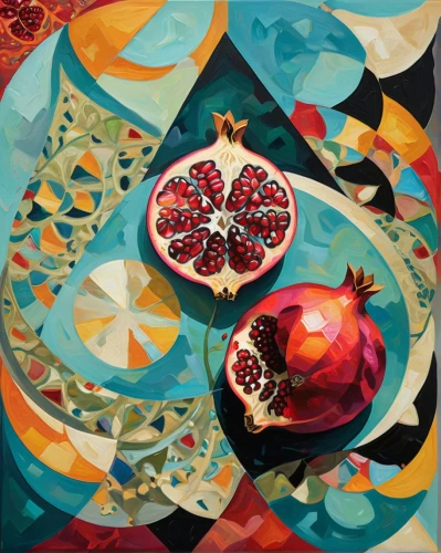 pomegranate,fruit pattern,barbary fig,fruit plate,summer fruit,autumn fruit,fruit tree,stone fruit,basket of fruit,exotic fruits,autumn fruits,bowl of fruit in rain,the fruit,sacred fig,integrated fruit,fruit bowl,earth fruit,bowl of fruit,fruit jams,watermelon painting,Illustration,Abstract Fantasy,Abstract Fantasy 01