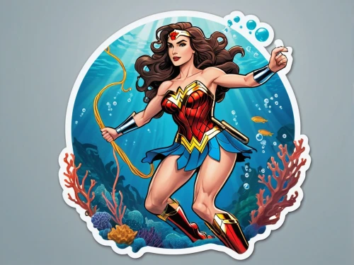 wonderwoman,wonder woman,wonder woman city,super heroine,female swimmer,super woman,clipart sticker,sticker,goddess of justice,lasso,the zodiac sign pisces,girl with speech bubble,a badge,mermaid vectors,wall sticker,wonder,believe in mermaids,fantasy woman,car badge,divemaster,Unique,Design,Sticker