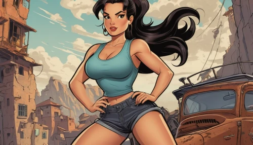 lara,jean shorts,muscle woman,maya,mulan,female runner,croft,rockabella,jasmine,havana,muscle car cartoon,car mechanic,dacia,retro girl,girl in t-shirt,pin-up girl,rosa ' amber cover,jeans background,girl washes the car,mechanic,Illustration,Children,Children 03