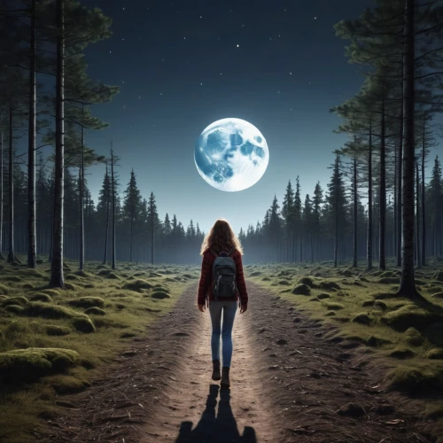 moon walk,earth rise,girl walking away,dream world,fantasy picture,photo manipulation,sci fiction illustration,moon addicted,photomanipulation,journey,the path,the way,parallel world,blue moon,world digital painting,full moon day,big moon,moon and star background,online path travel,full moon