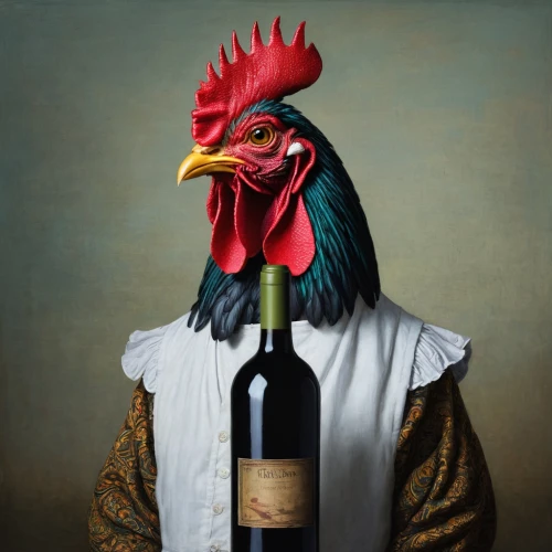 portrait of a hen,winemaker,vintage rooster,a bottle of wine,bottle of wine,wine bottle,rooster,rooster head,cockerel,avian flu,wine cultures,red breast,rooster in the basket,pheasant,fowl,st martin's day goose,the hen,red beak,still life,wild wine,Photography,Documentary Photography,Documentary Photography 34