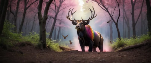 glowing antlers,unicorn background,rainbow unicorn,unicorn and rainbow,deer illustration,unicorn art,stag,fantasy picture,elk,forest animal,male deer,rainbow background,unicorn,pere davids deer,rainbow pencil background,manchurian stag,deer,whitetail,photomanipulation,deer bull