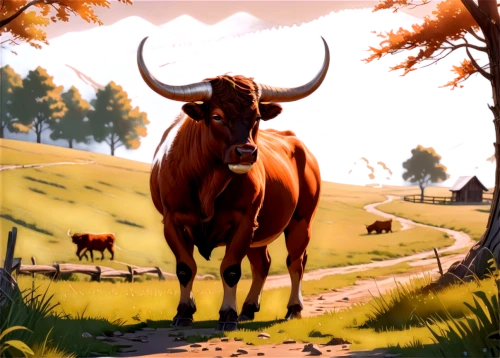 oxen,watusi cow,horned cows,highland cattle,bos taurus,highland cow,aurochs,cattle crossing,texas longhorn,mountain cows,horns cow,red holstein,ruminant,alpine cow,scottish highland cattle,ox,bovine,rural,longhorn,mountain cow,Illustration,Japanese style,Japanese Style 07