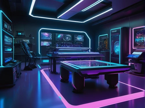 game room,ufo interior,computer room,sci fi surgery room,nightclub,arcade game,playing room,recreation room,arcade,arcade games,bar billiards,arcades,piano bar,pinball,control center,neon human resources,billiard room,billiards,3d render,spaceship space,Illustration,Black and White,Black and White 13