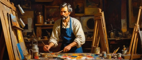 italian painter,meticulous painting,watchmaker,craftsman,painting technique,painter,clockmaker,artist portrait,a carpenter,art dealer,tinsmith,sculptor,self-portrait,oil painting,art tools,carpenter,tailor,artist,shoemaker,artisan,Illustration,American Style,American Style 07