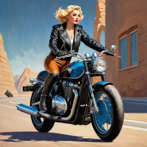 harley-davidson,motorcycle,harley davidson,motorbike,motorcycles,motorcycling,motorcyclist,biker,triumph,blonde woman,motor-bike,ride out,bullet ride,ride,motorcycle racer,harley,motorcycle tour,bonneville,black motorcycle,triumph roadster,Illustration,Retro,Retro 10