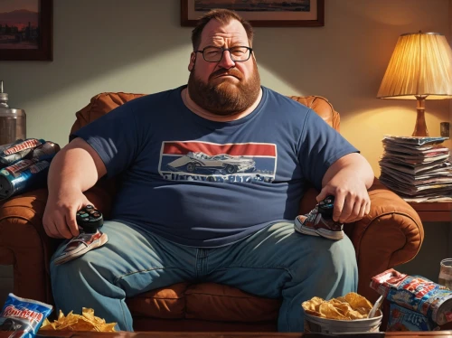 diet icon,junk food,american food,advertising campaigns,man with a computer,crisps,advertising figure,man portraits,keto,men sitting,chips,diet soda,commercial,gluttony,recliner,cola,truck driver,soda,plus-size model,kraft,Illustration,American Style,American Style 03